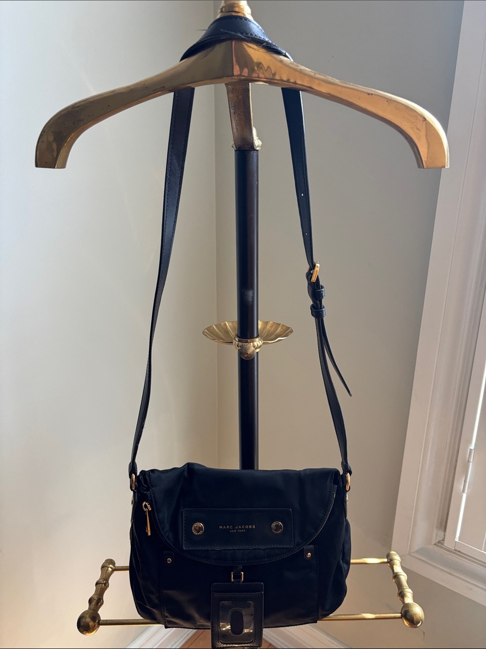 Marc Jacobs Black Nylon Crossbody with Gold Hardware